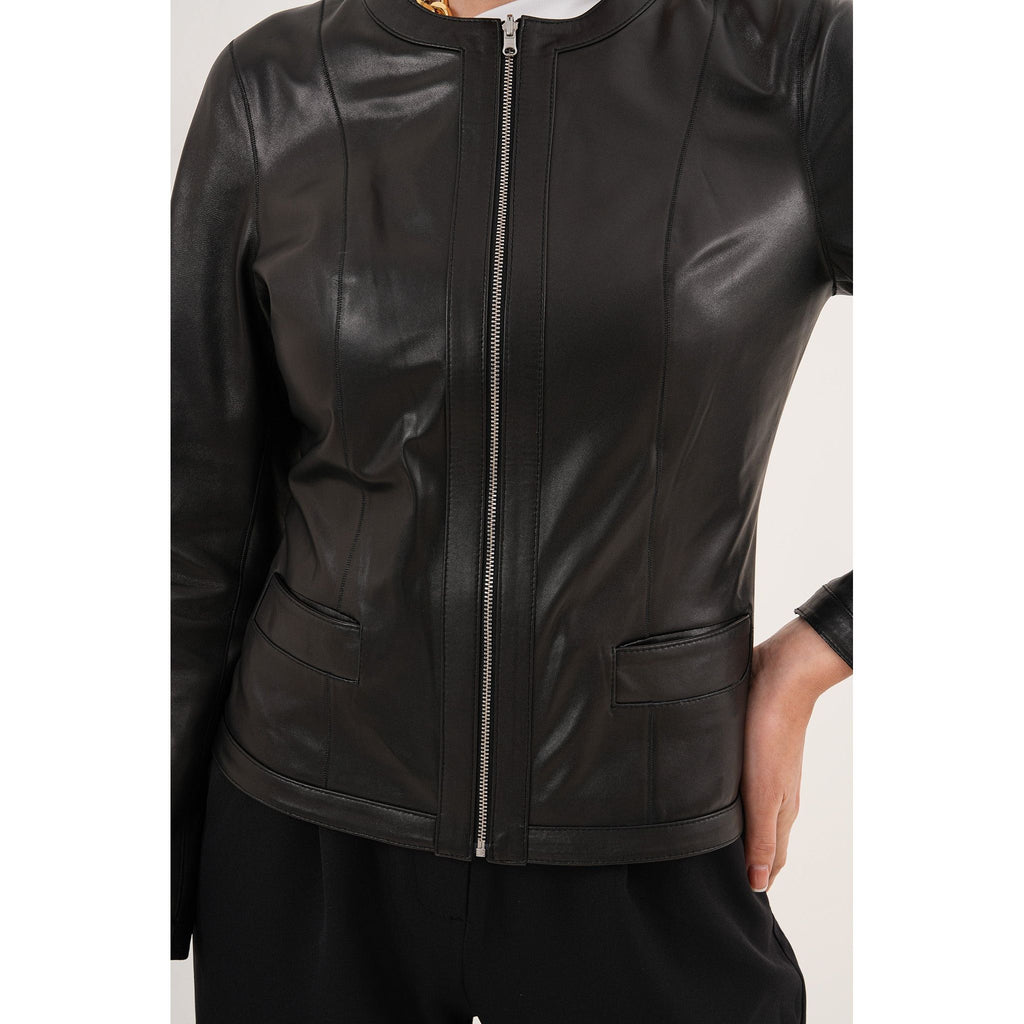 The Nyvessa Black Leather Women Jacket