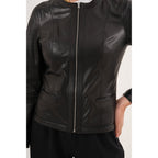 The Nyvessa Black Leather Women Jacket