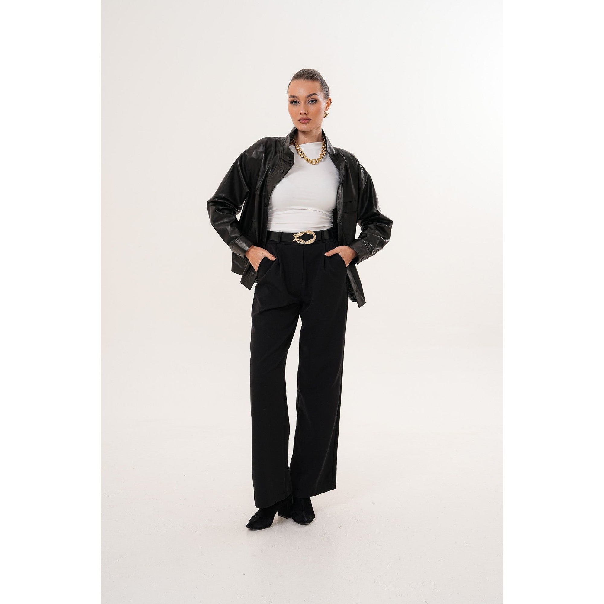 The Ravessa Reversible Black Leather Women Jacket