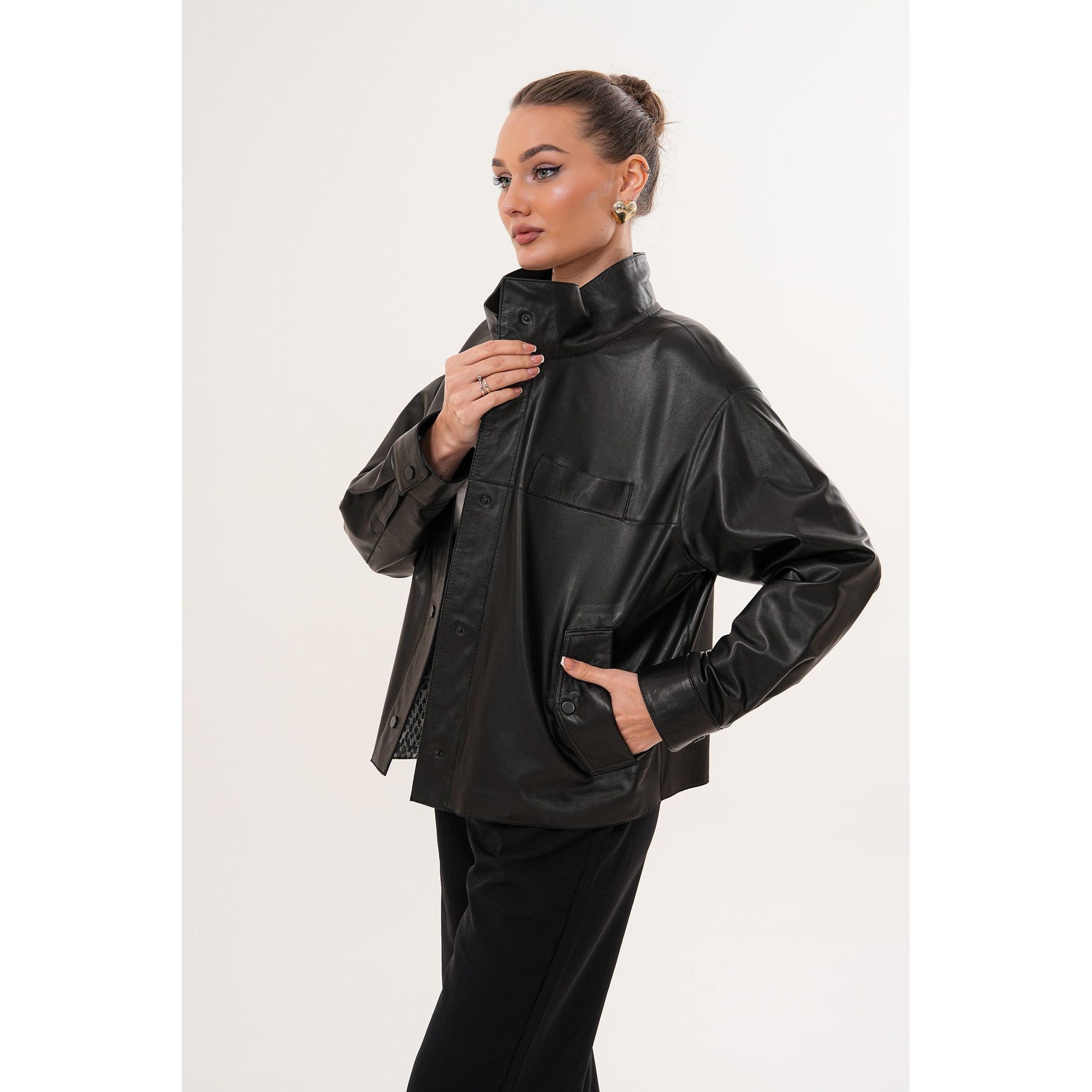 The Ravessa Reversible Black Leather Women Jacket