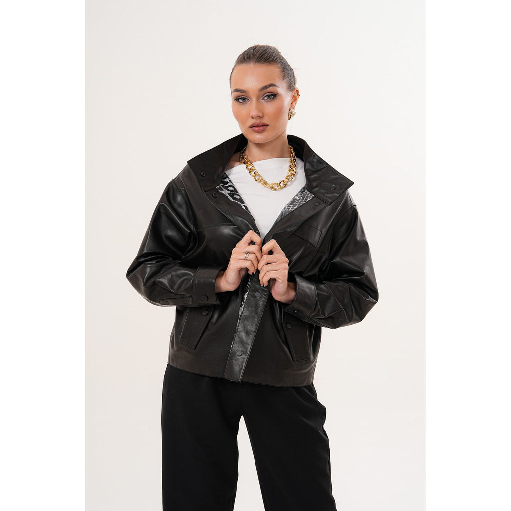 The Ravessa Reversible Black Leather Women Jacket