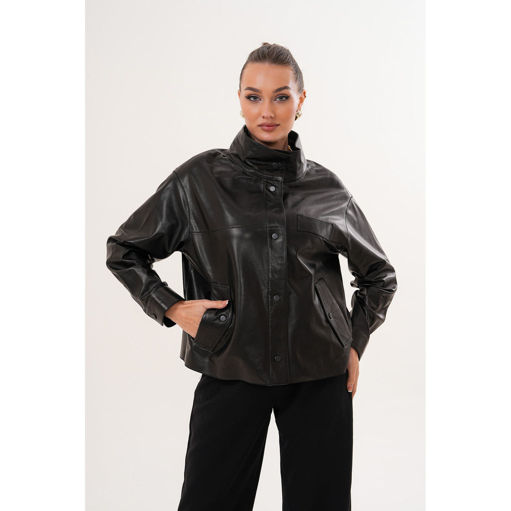 The Ravessa Reversible Black Leather Women Jacket