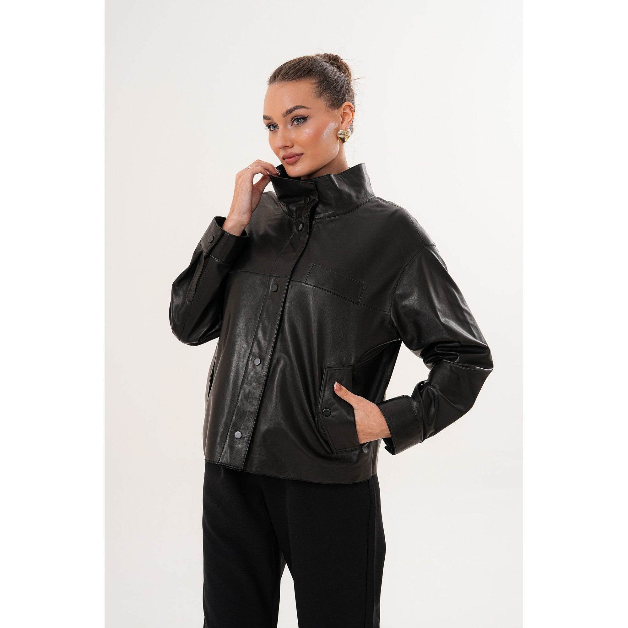The Ravessa Reversible Black Leather Women Jacket