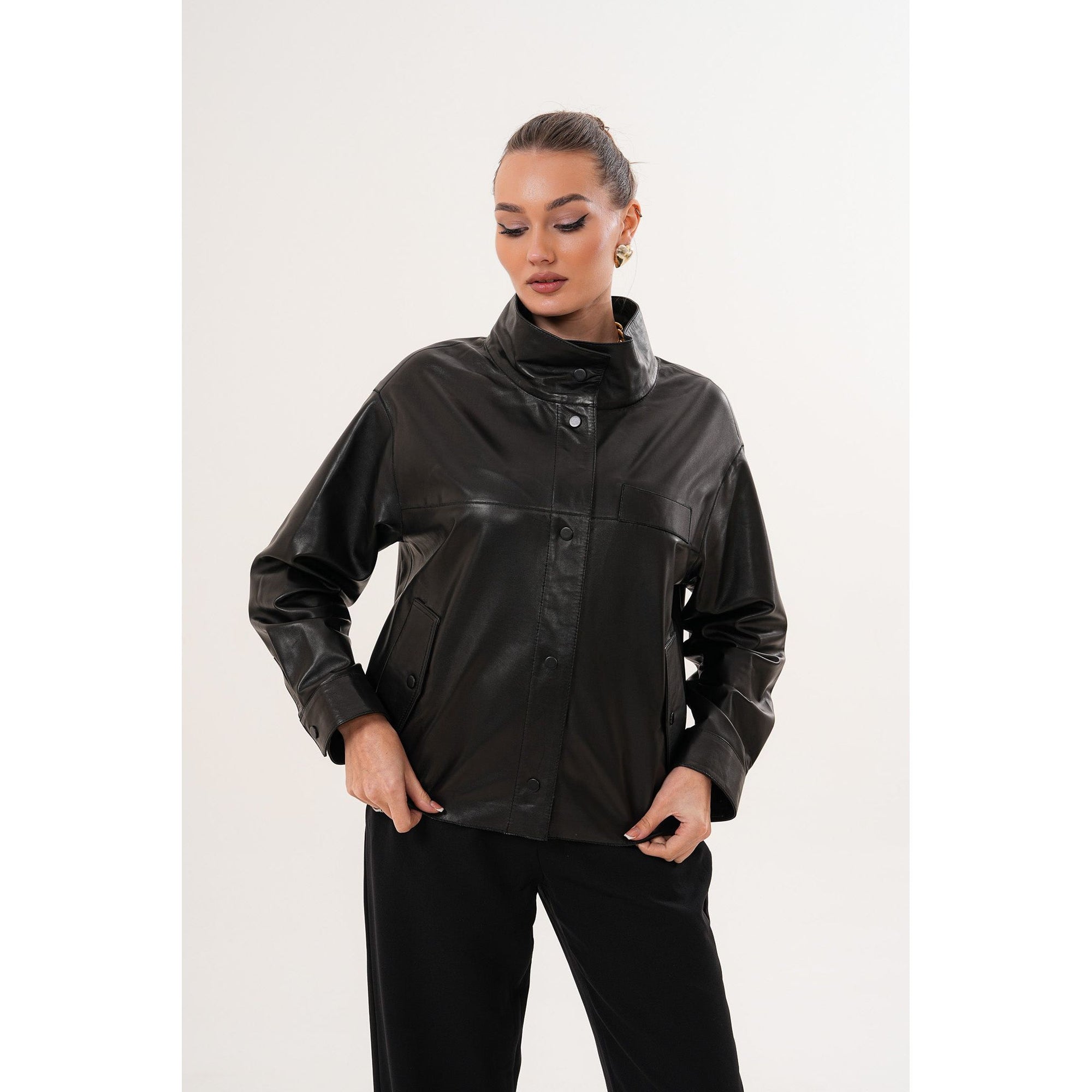 The Ravessa Reversible Black Leather Women Jacket