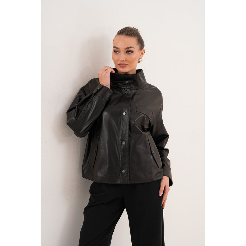 The Ravessa Reversible Black Leather Women Jacket