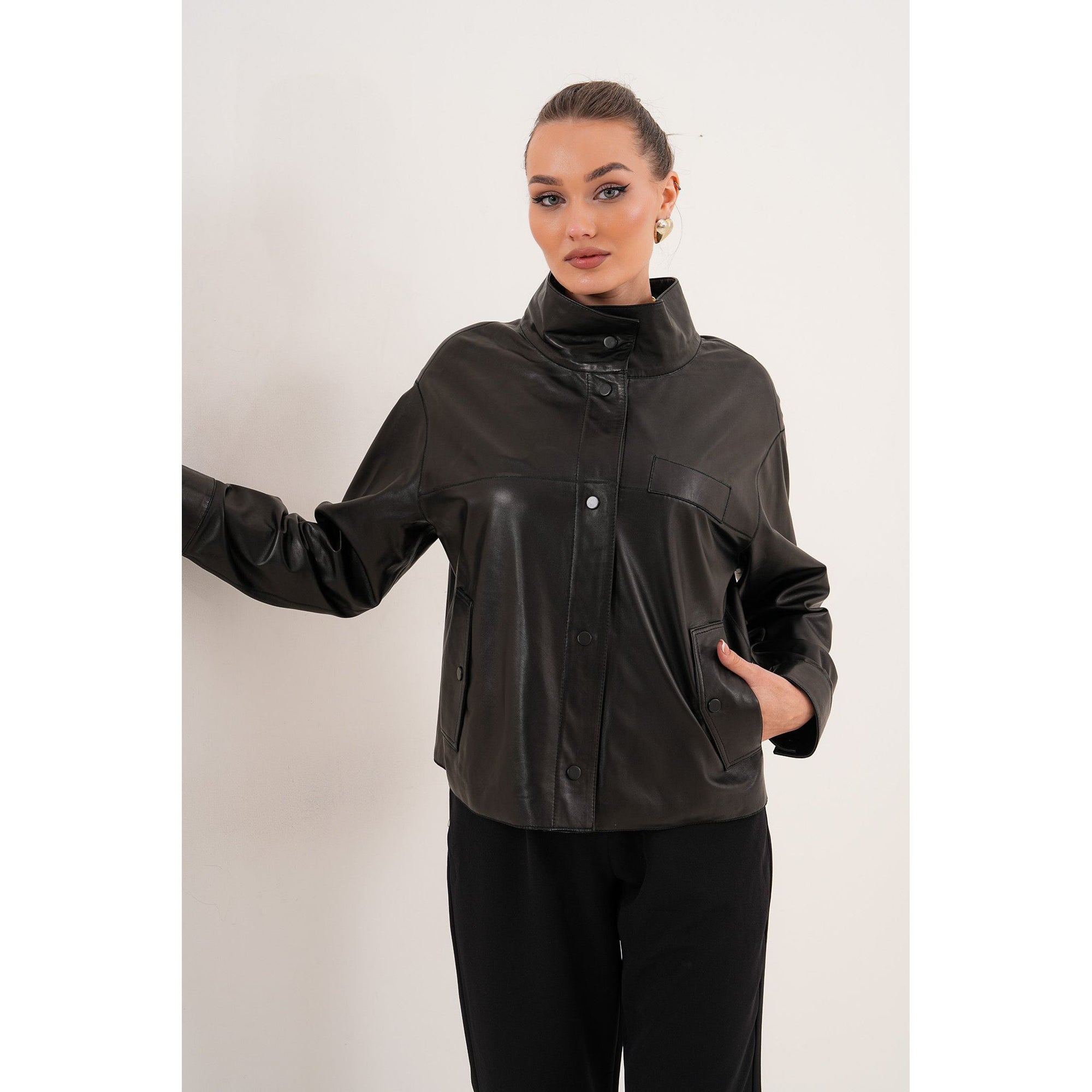 The Ravessa Reversible Black Leather Women Jacket