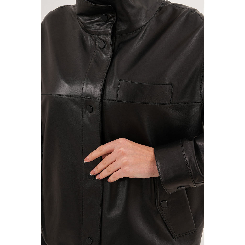 The Ravessa Reversible Black Leather Women Jacket