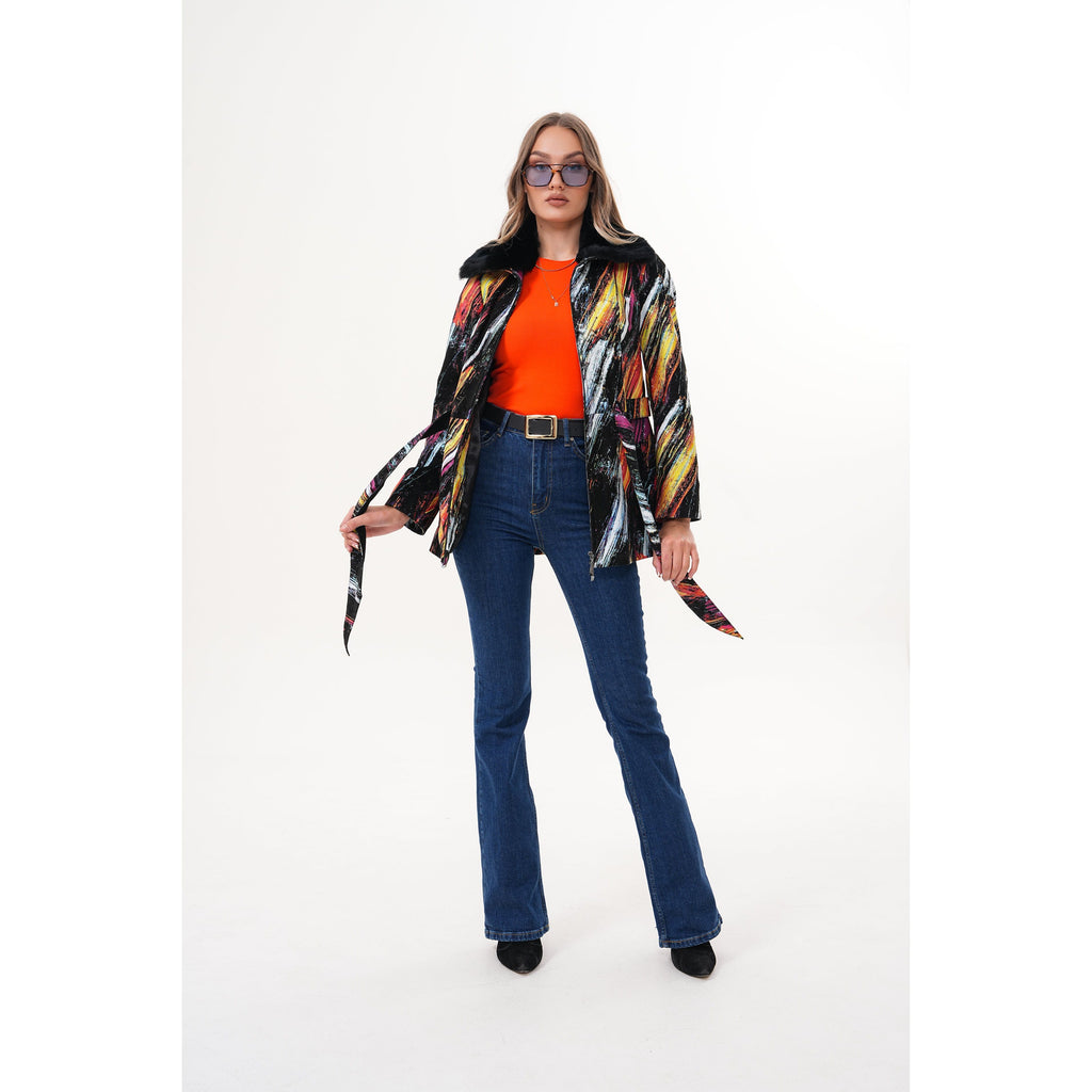 The Mirage Brushstroke Leather Women Jacket