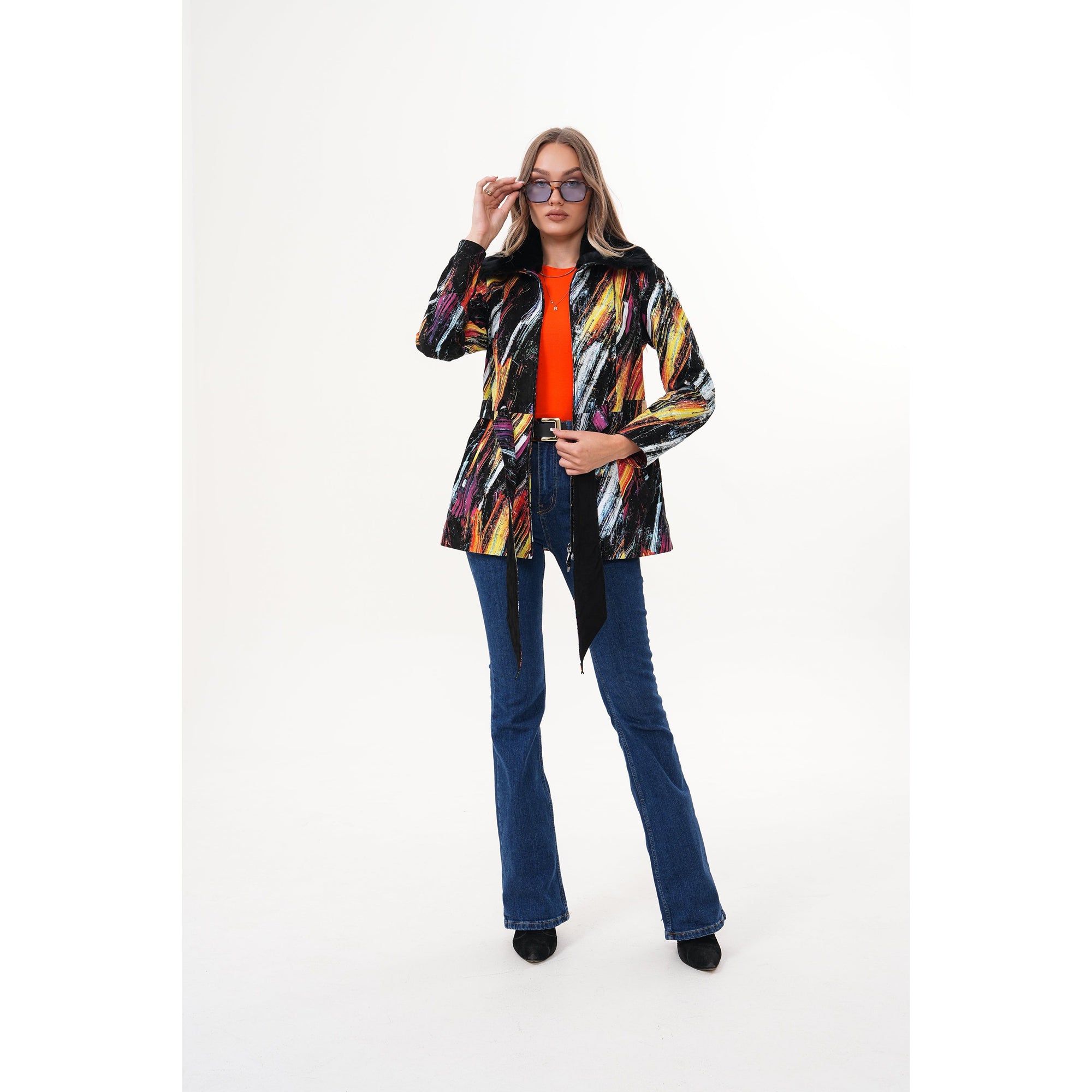 The Mirage Brushstroke Leather Women Jacket