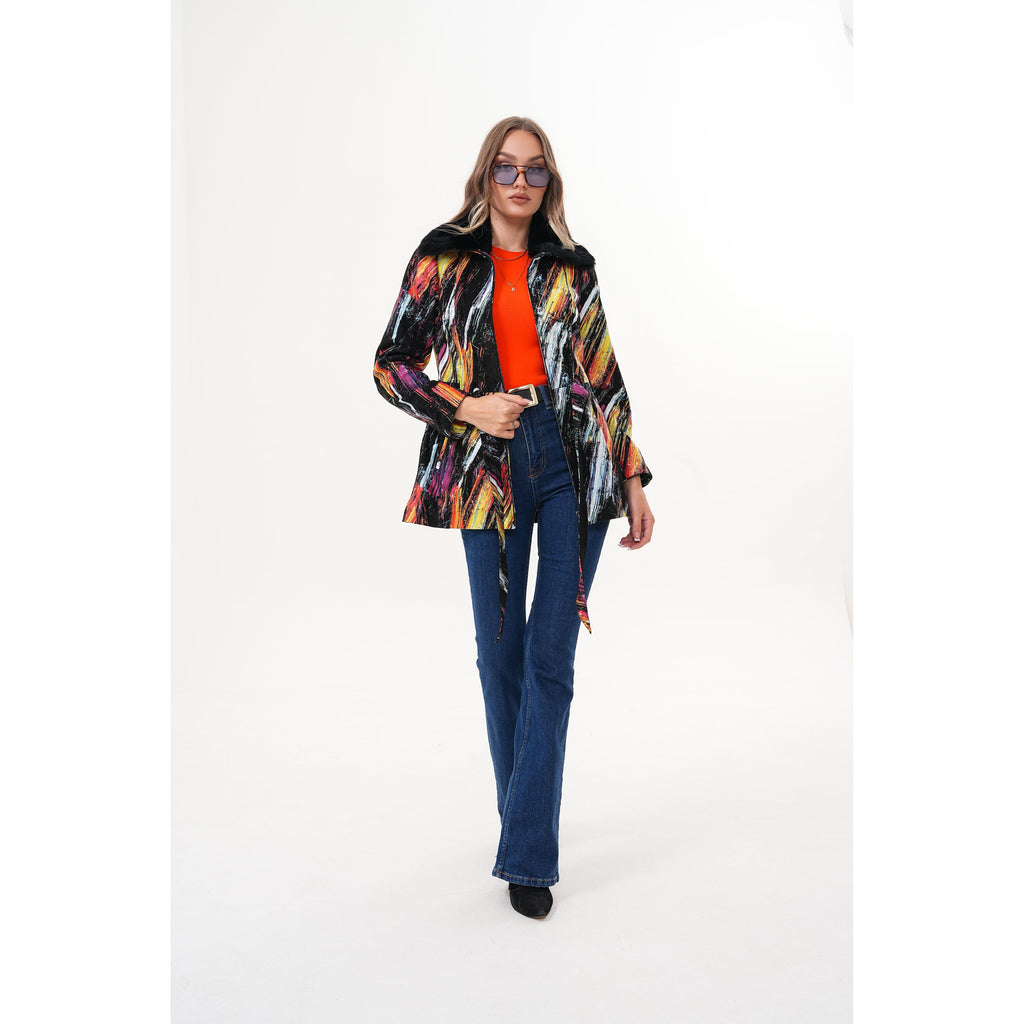 The Mirage Brushstroke Leather Women Jacket