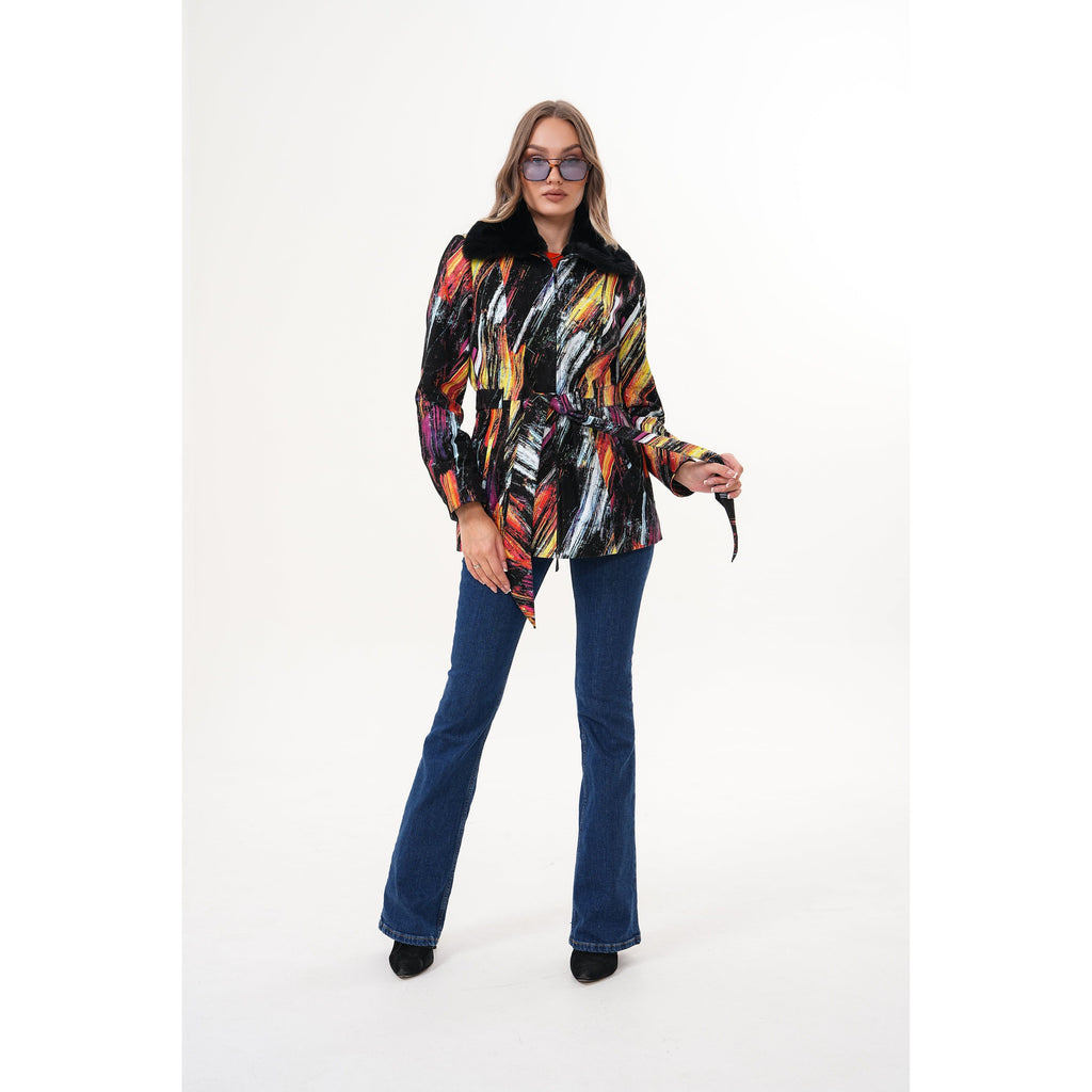 The Mirage Brushstroke Leather Women Jacket