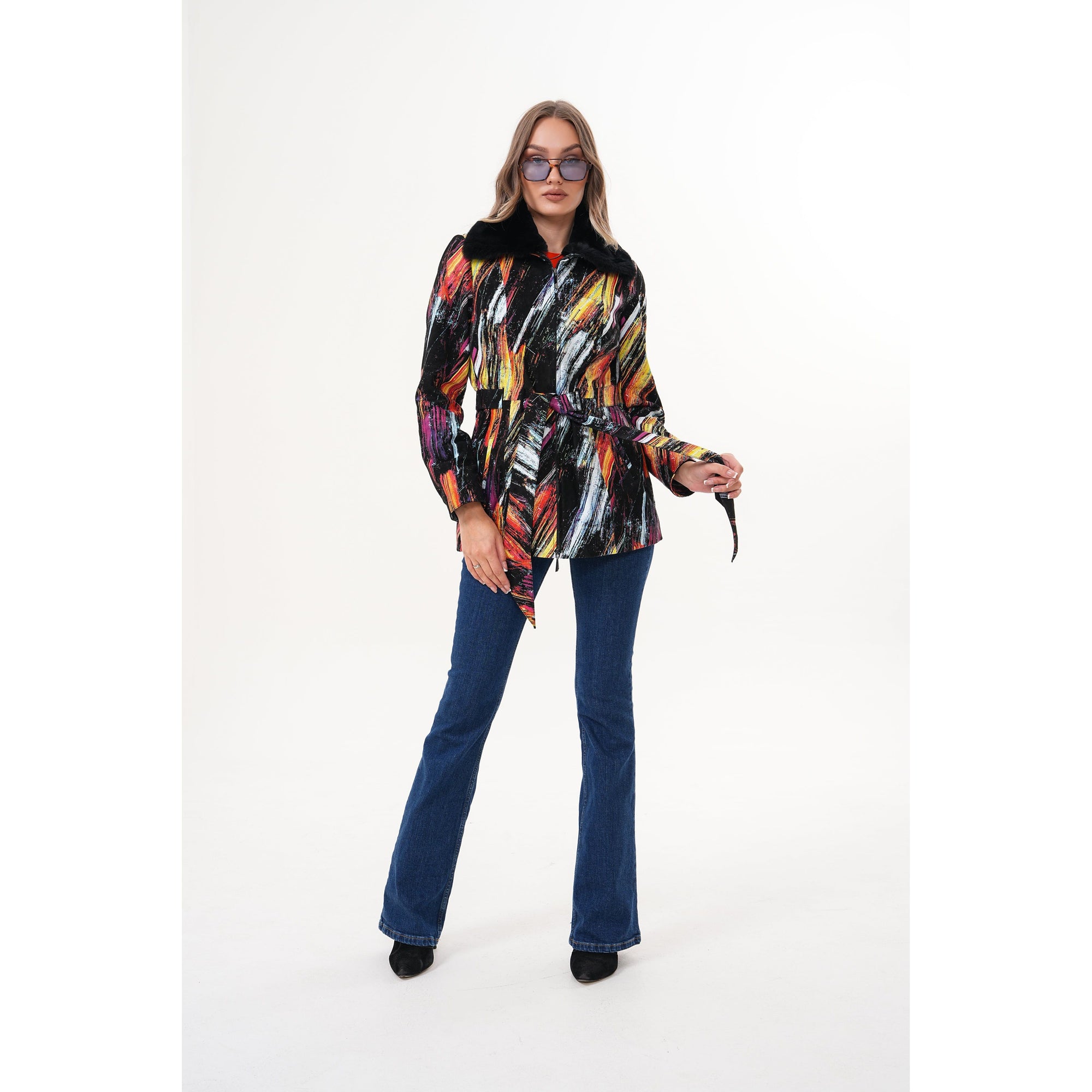 The Mirage Brushstroke Leather Women Jacket