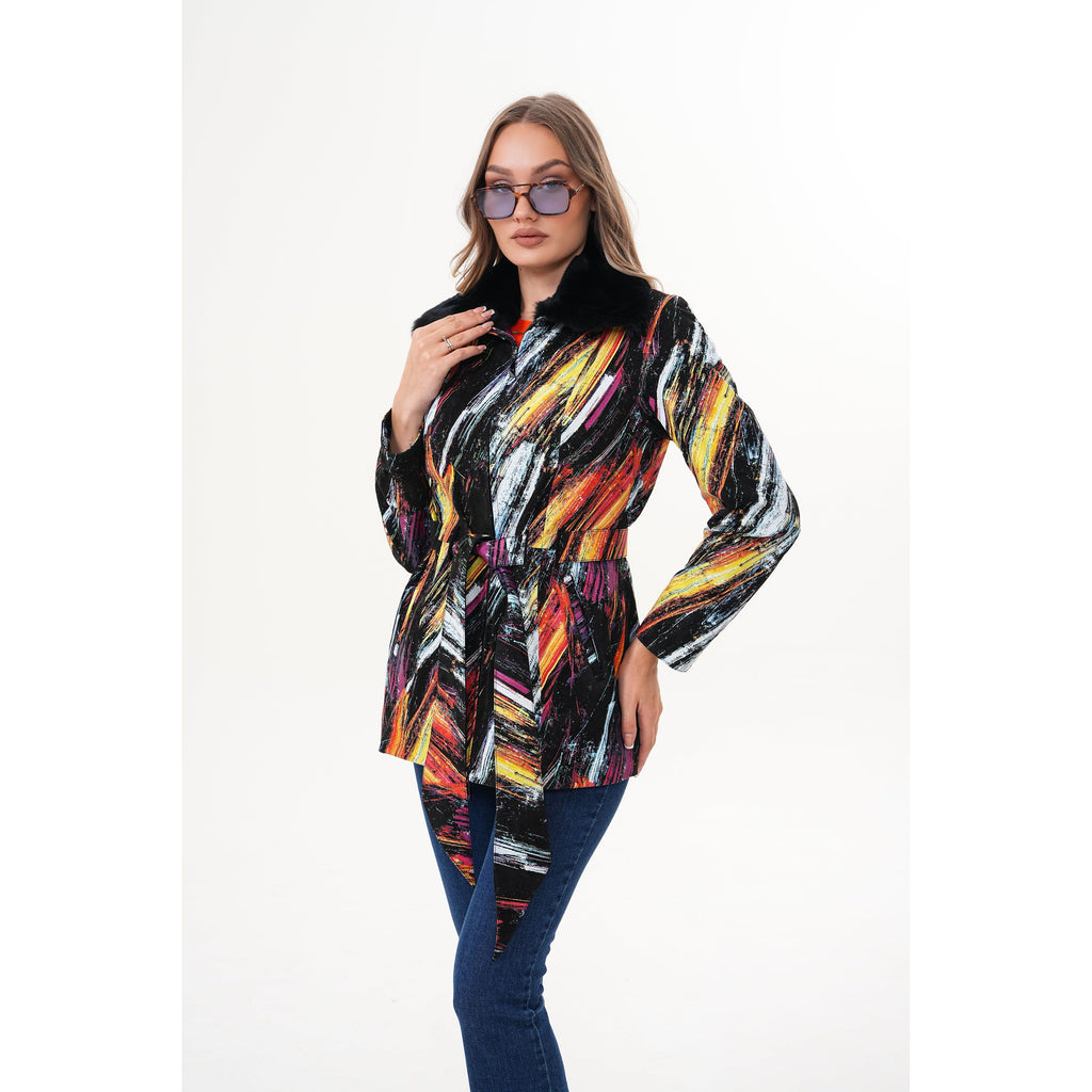 The Mirage Brushstroke Leather Women Jacket