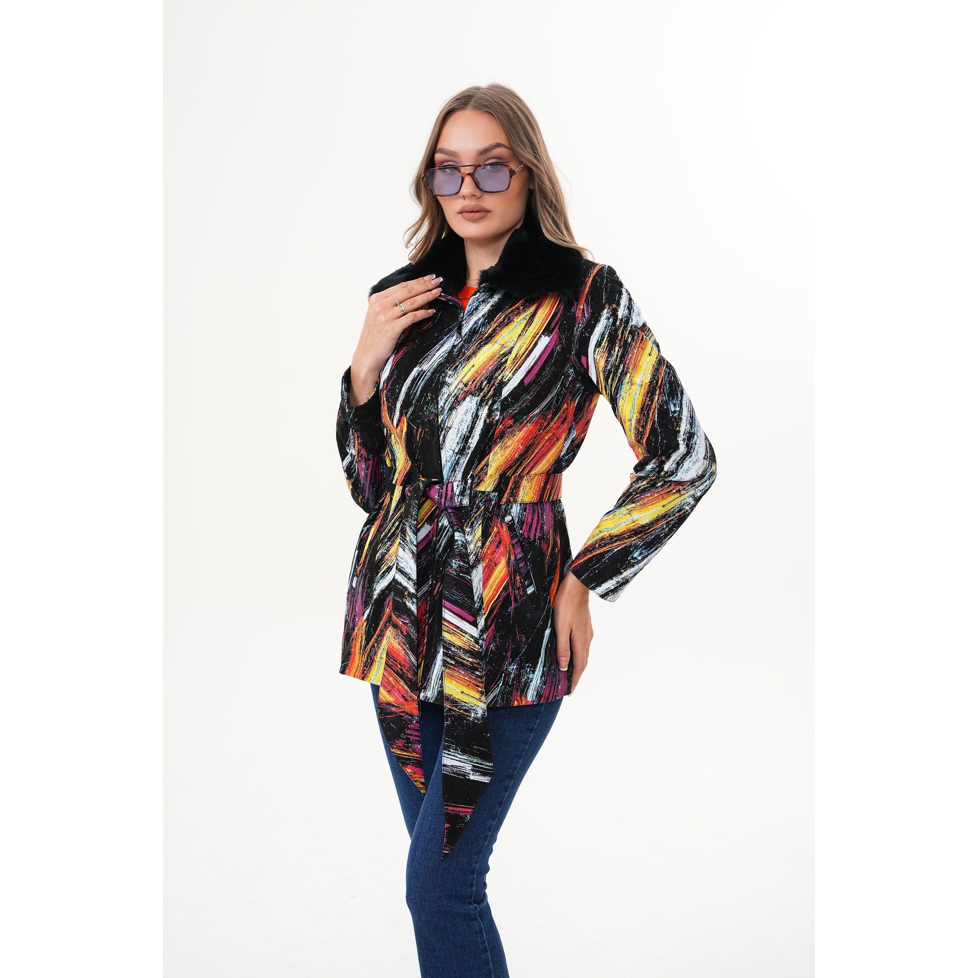 The Mirage Brushstroke Leather Women Jacket