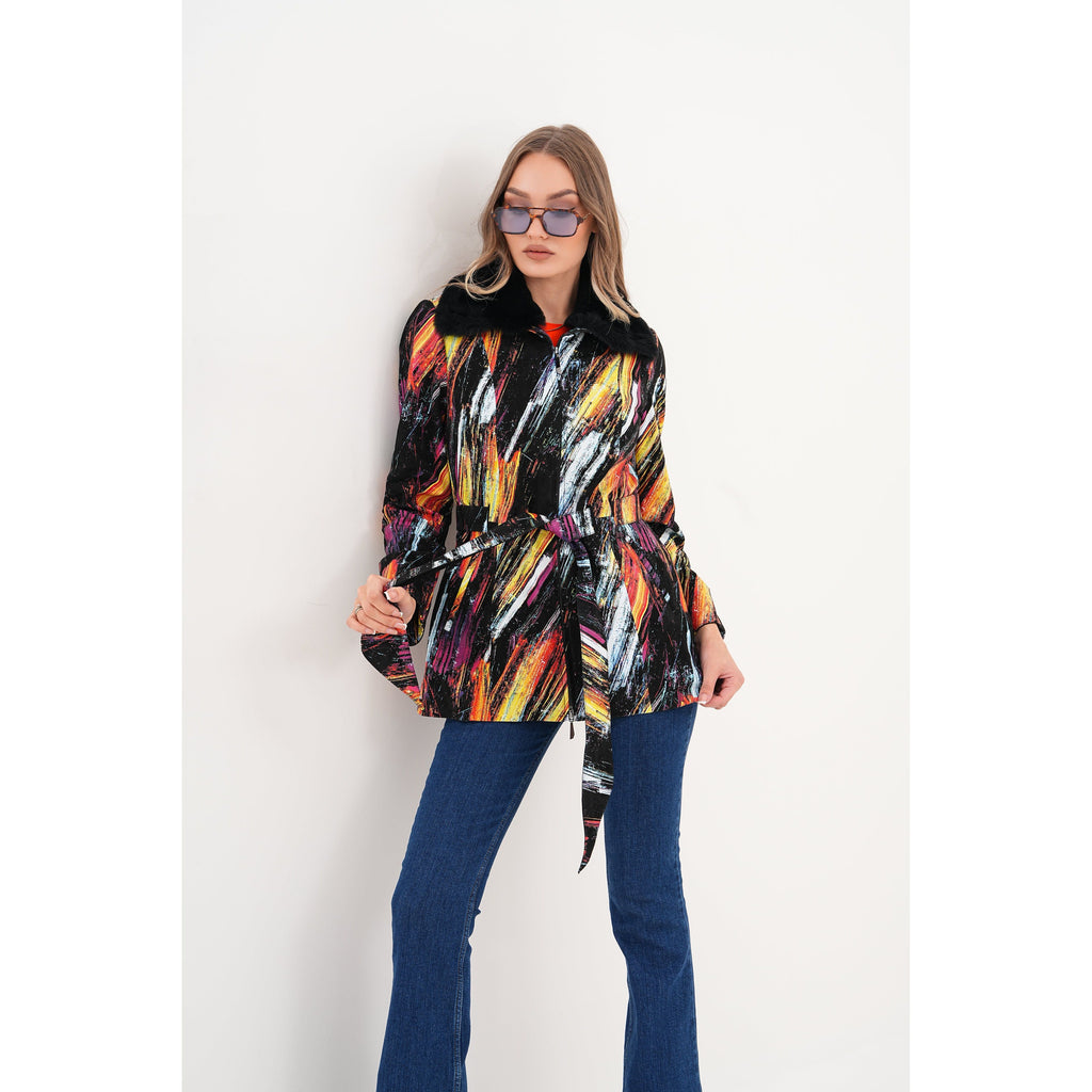 The Mirage Brushstroke Leather Women Jacket