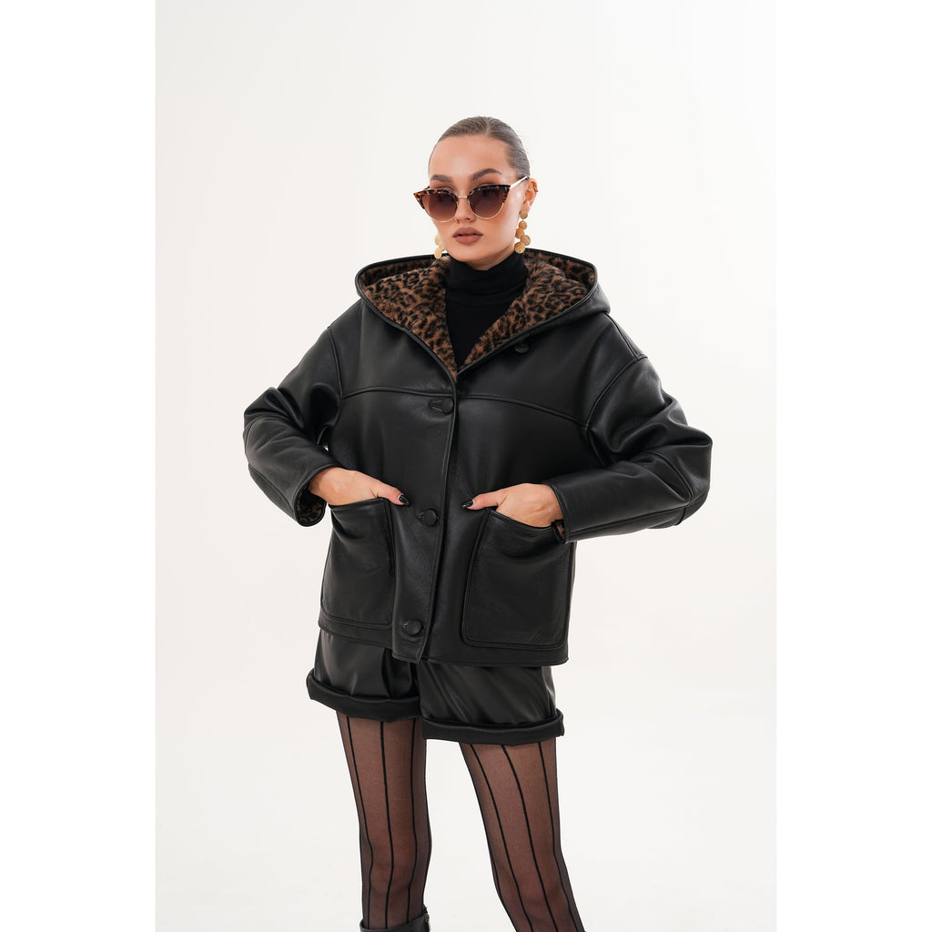 The Felina Black Leather Women Jacket