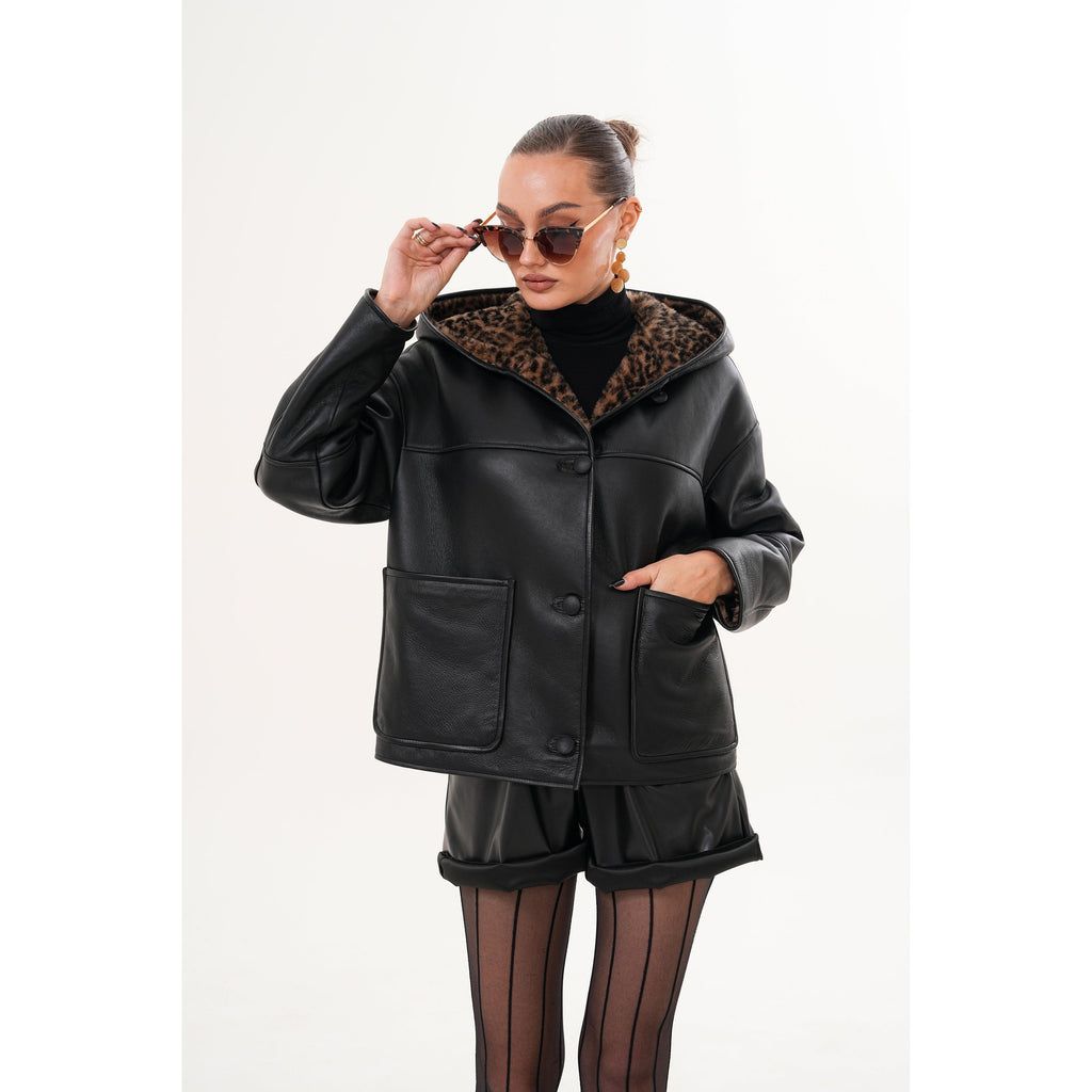 The Felina Black Leather Women Jacket