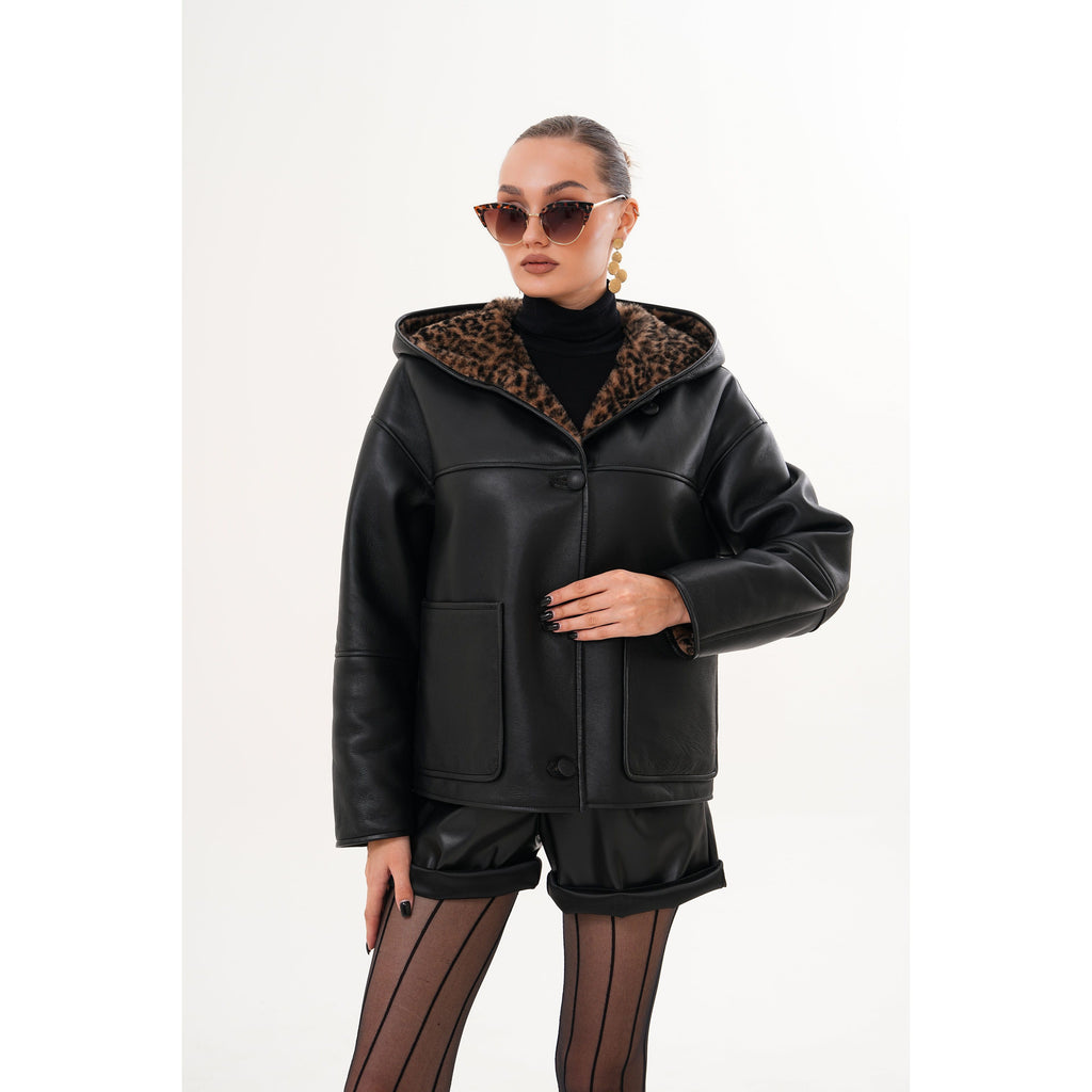 The Felina Black Leather Women Jacket