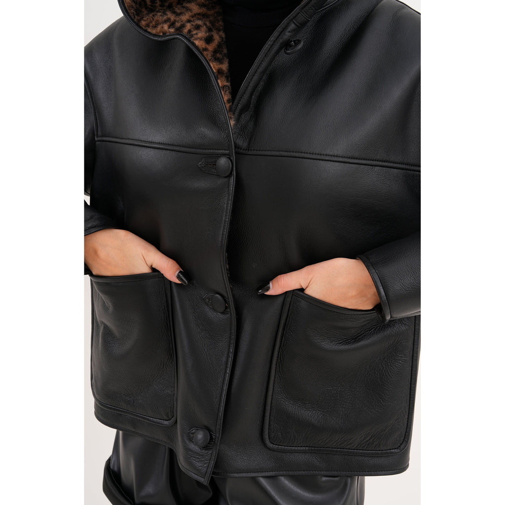 The Felina Black Leather Women Jacket