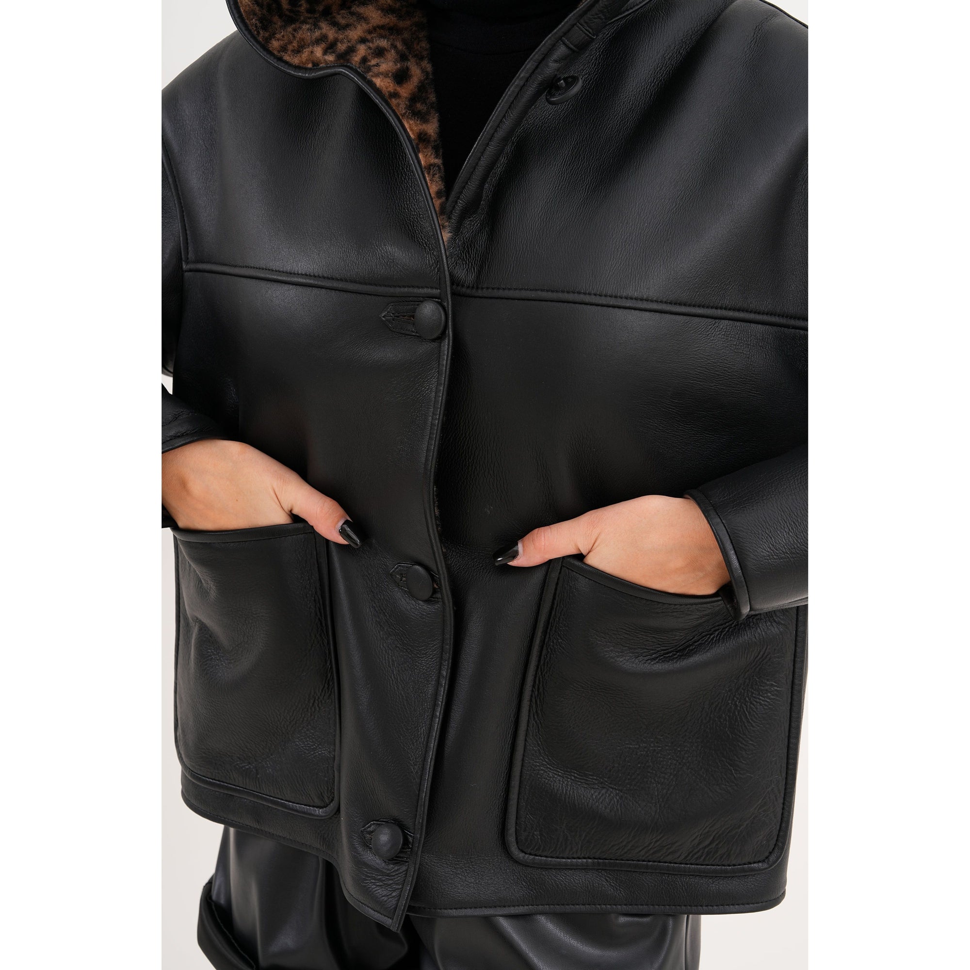 The Felina Black Leather Women Jacket