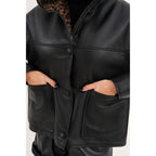 The Arlena Black &amp; Leopard Shearling Leather Women Jacket