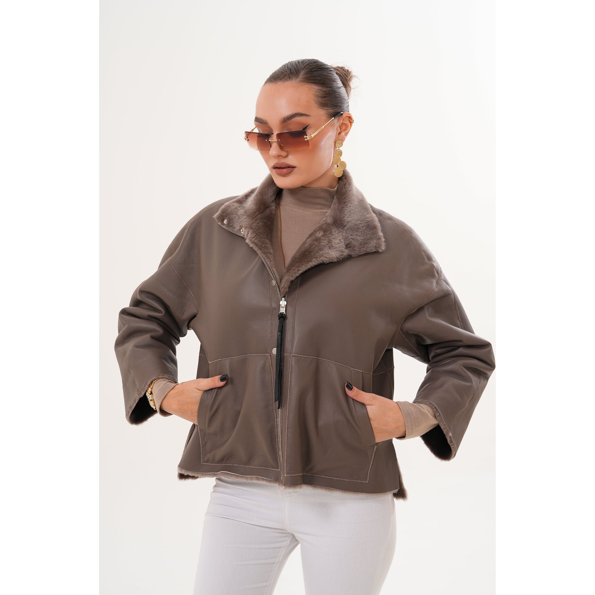 Vinci The Geneva Reversible Shearling Leather Women Jacket