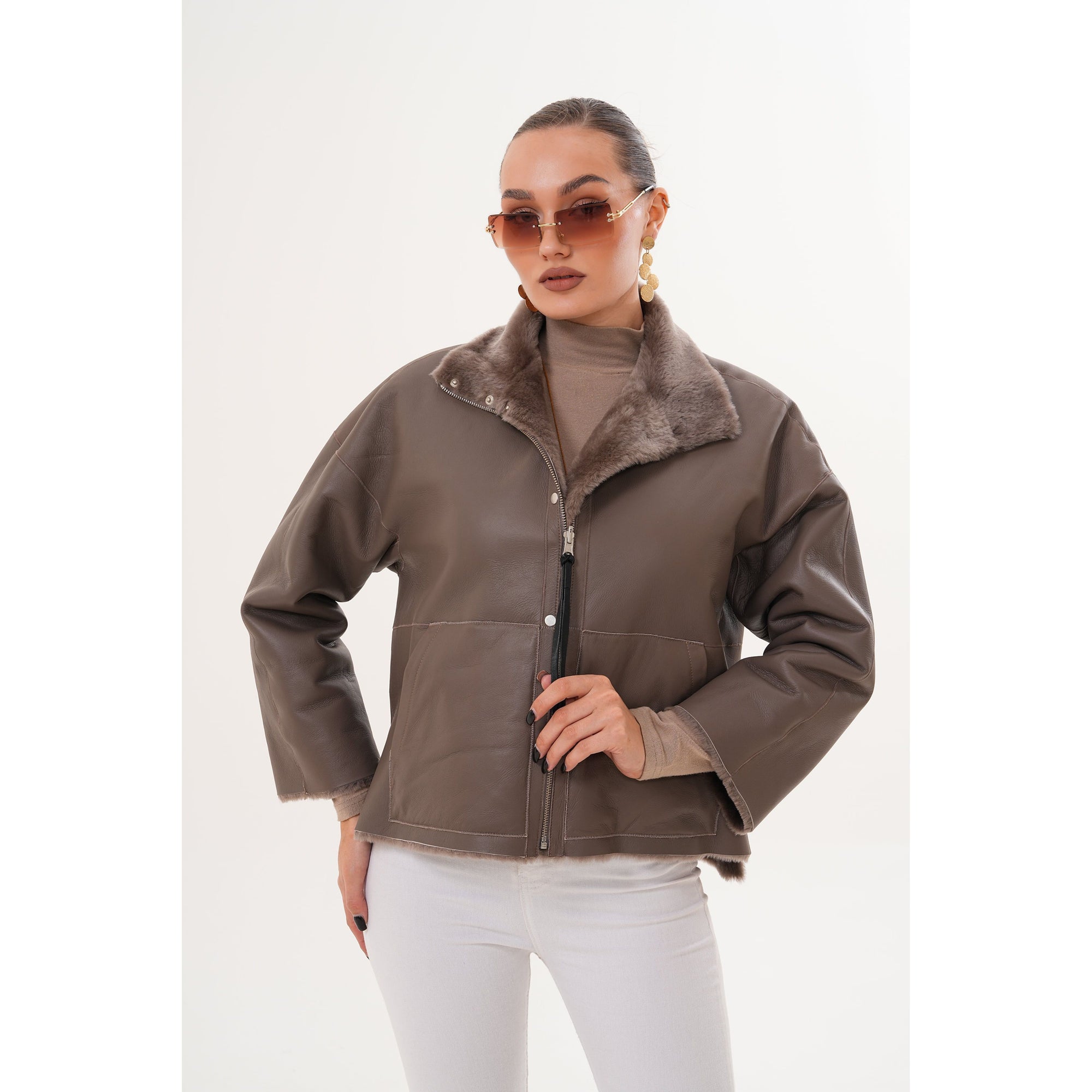 Vinci The Geneva Reversible Shearling Leather Women Jacket