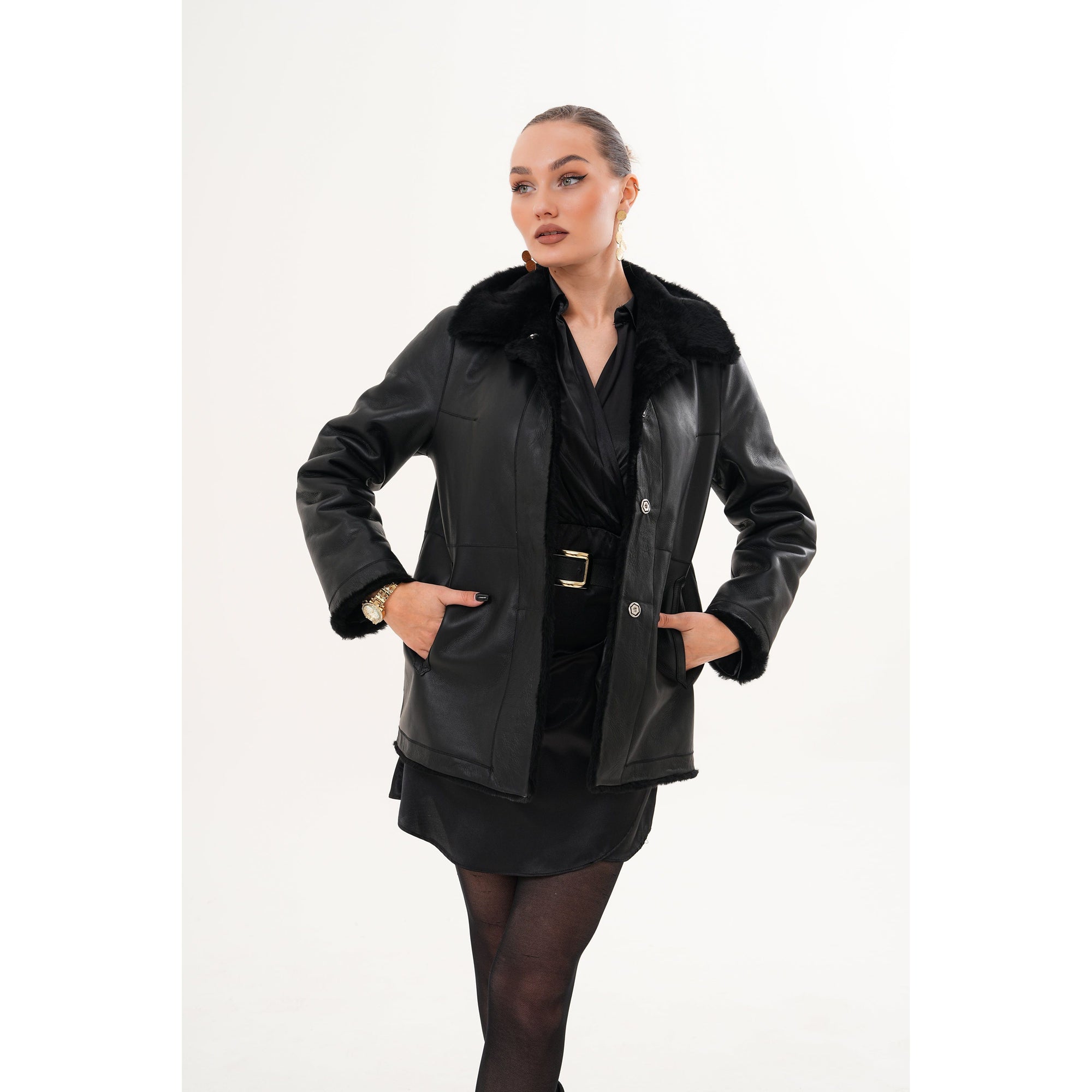 Vinci The Ava Reversible Shearling Leather Women Jacket