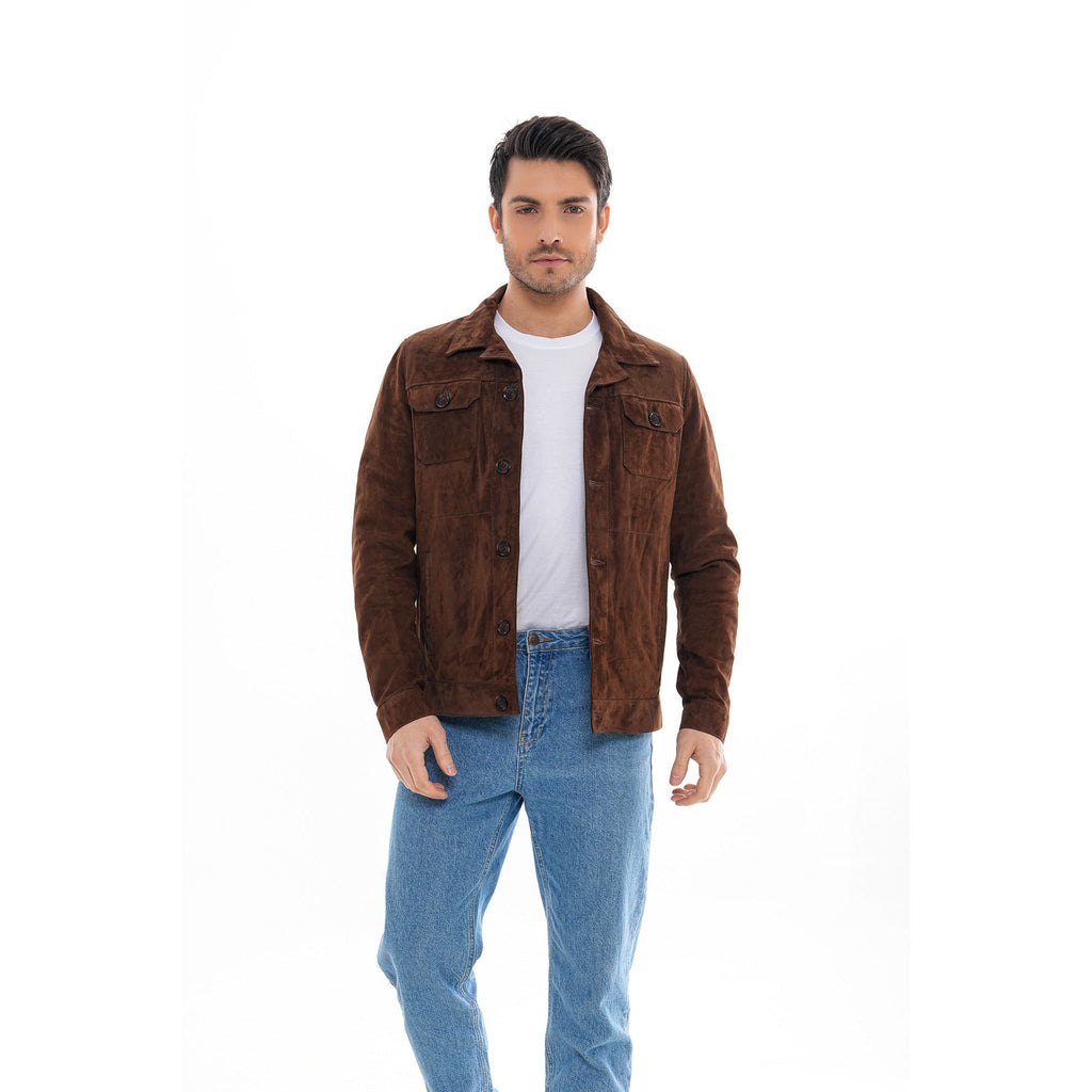Vinci The Azzuro Suede Brown Leather Jacket