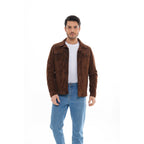 Vinci The Azzuro Suede Brown Leather Jacket