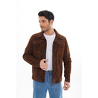 Vinci The Azzuro Suede Brown Leather Jacket