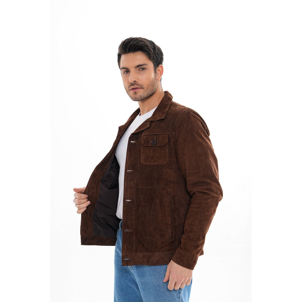 Vinci The Azzuro Suede Brown Leather Jacket