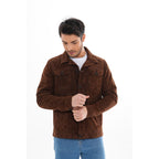 Vinci The Azzuro Suede Brown Leather Jacket