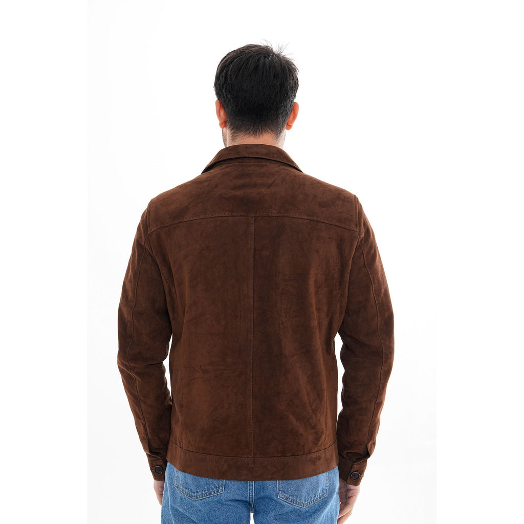 Vinci The Azzuro Suede Brown Leather Jacket