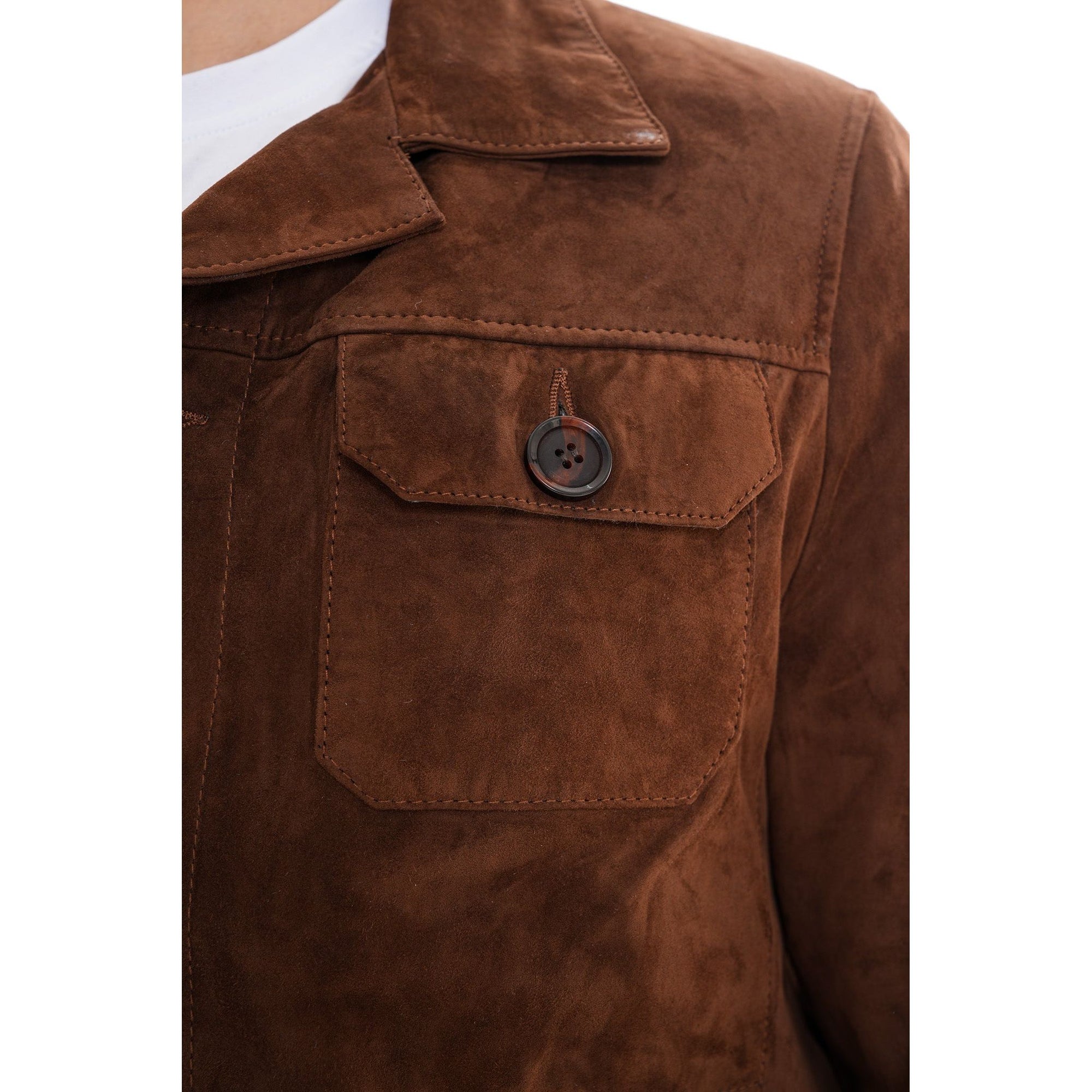 Vinci The Azzuro Suede Brown Leather Jacket