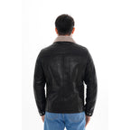 The Sarnico Black Shearling Collar Leather Jacket