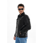 The Mantua Black Pebbled Leather Jacket