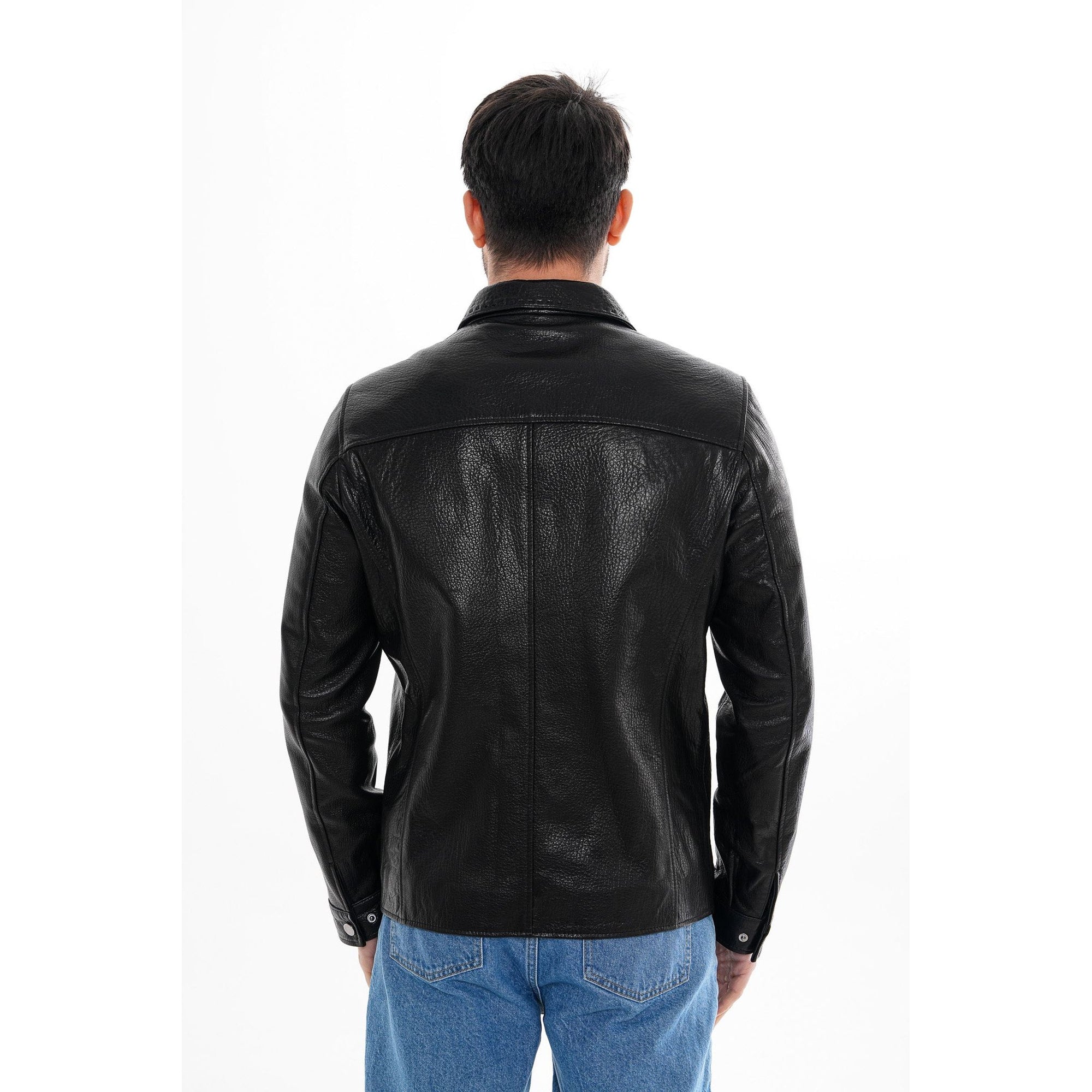 The Mantua Black Pebbled Leather Jacket
