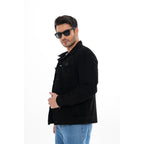 The Azzuro Suede Black Leather Jacket