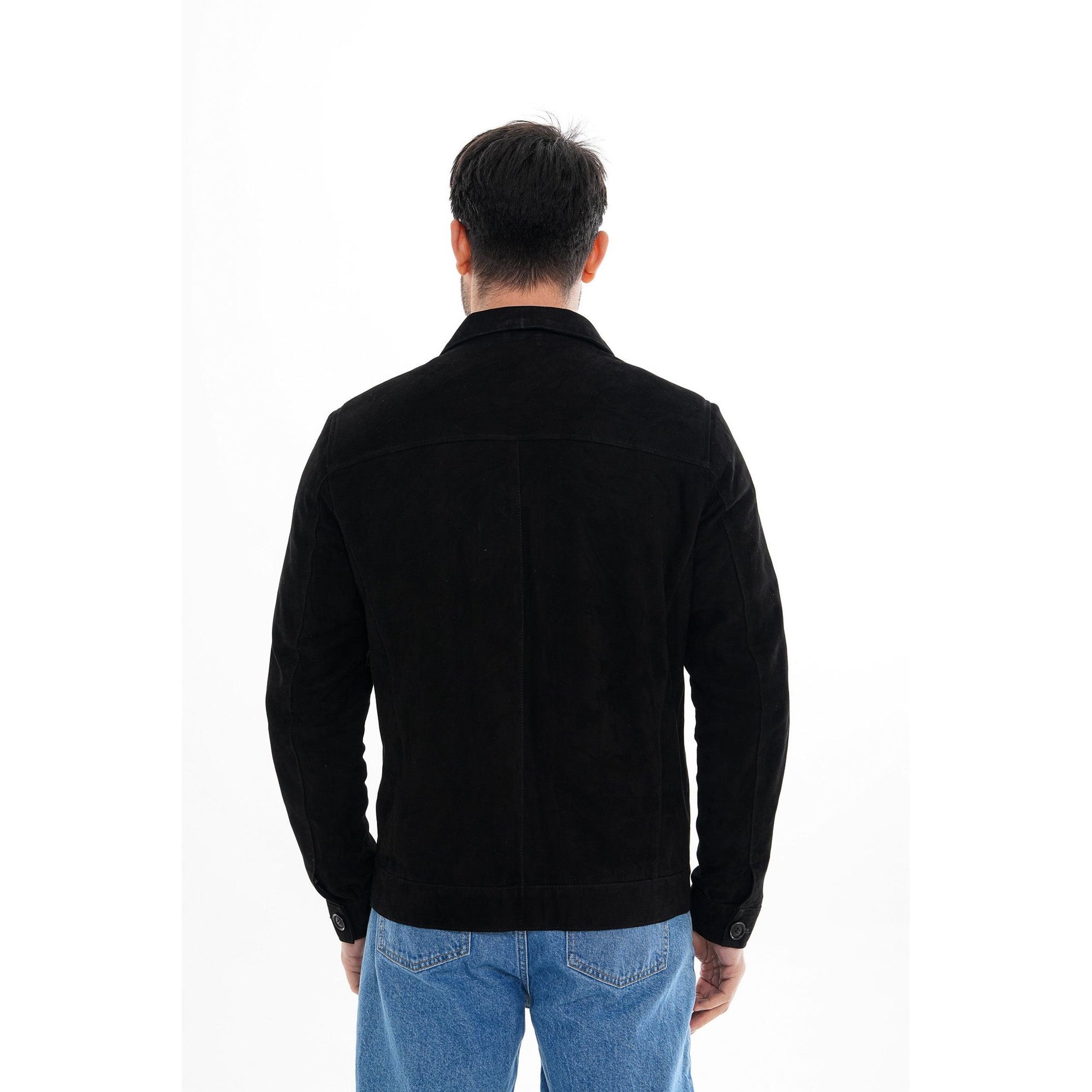The Azzuro Suede Black Leather Jacket
