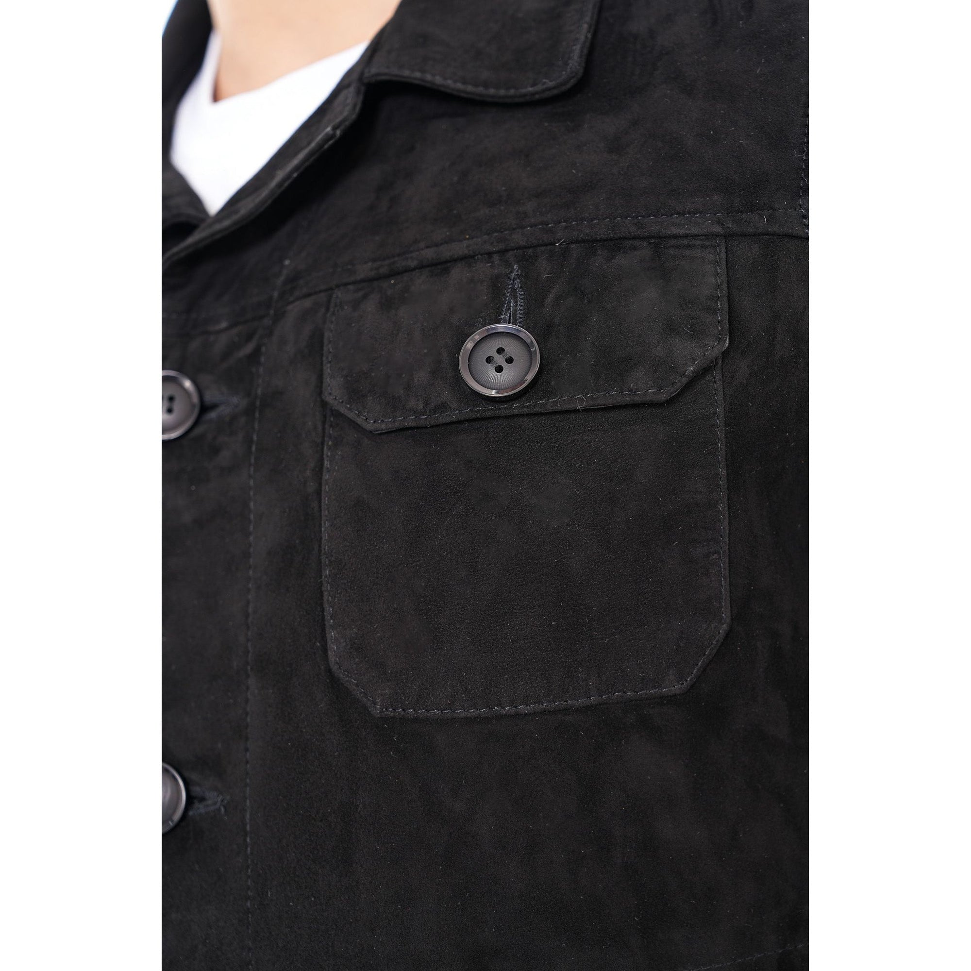 The Azzuro Suede Black Leather Jacket