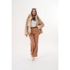 The Elise Beige Shearling Leather Women Jacket