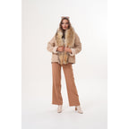 The Elise Beige Shearling Leather Women Jacket