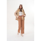 The Elise Beige Shearling Leather Women Jacket