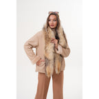 The Elise Beige Shearling Leather Women Jacket