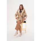 The Elise Beige Shearling Leather Women Jacket