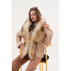 The Elise Beige Shearling Leather Women Jacket