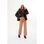 The Estelle Black & Brown Shearling Leather Women Jacket