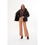 The Estelle Black & Brown Shearling Leather Women Jacket