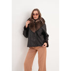 The Estelle Black & Brown Shearling Leather Women Jacket
